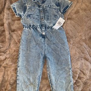 Jessica Simpson Blue Denim Jumpsuit with Elastic Waist